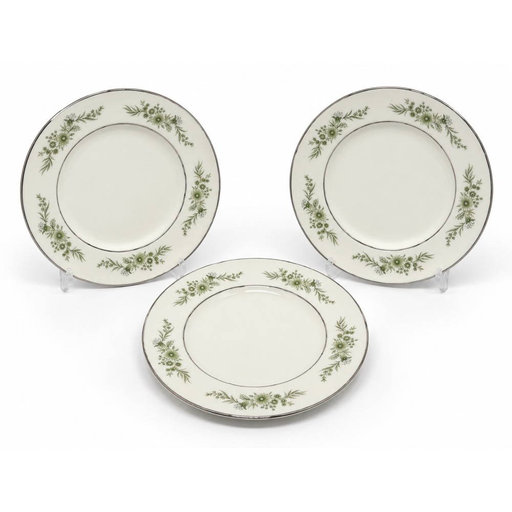Wedgwood Westbury Bread Butter Plates Set 3 Bone China Floral Platinum Eng New